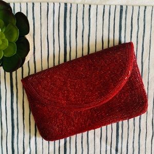 Red Beaded Evening Clutch